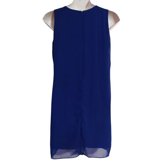 MSK Navy Blue Layered Chiffon Beaded Sleeveless Special Occasion Midi Dress - Picture 2 of 7